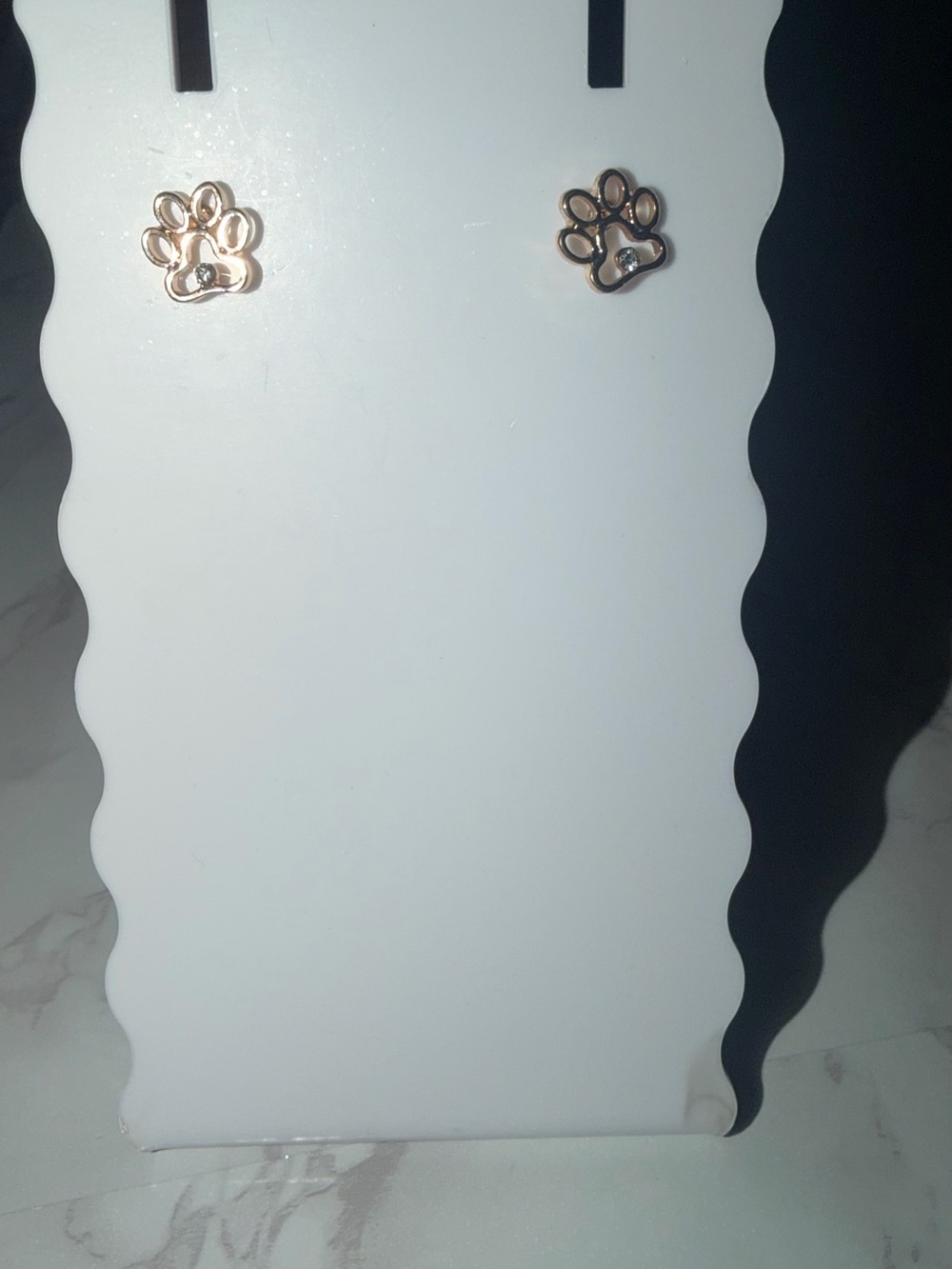 Paw Print Stud Earrings in Rose Gold with Crystal